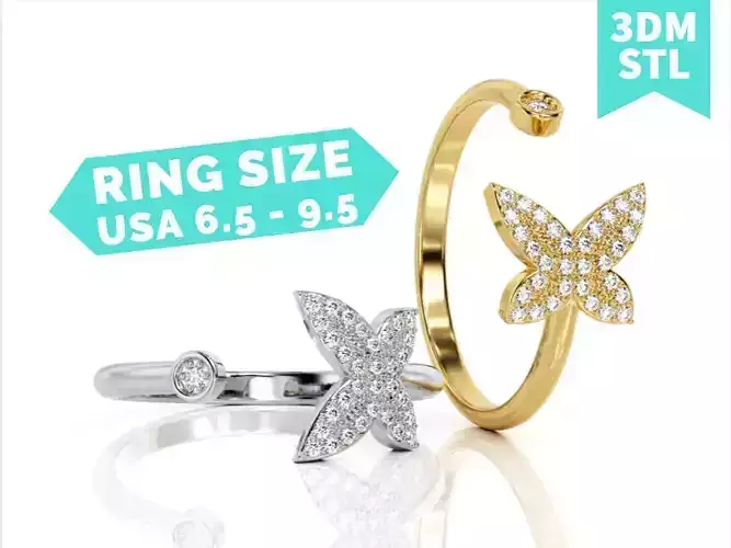 Butterfly Round Ring R 0137 3D print model