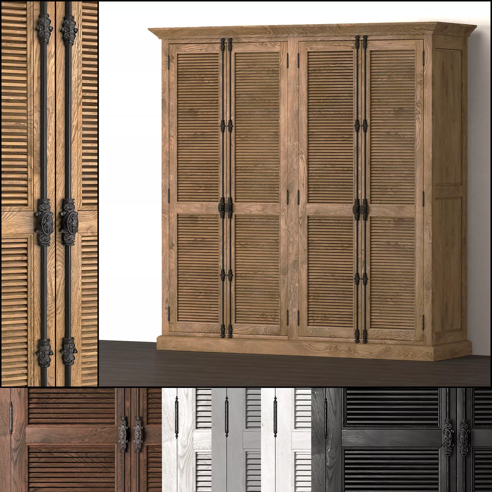 Shutter 4-door Cabinet 3D model_0