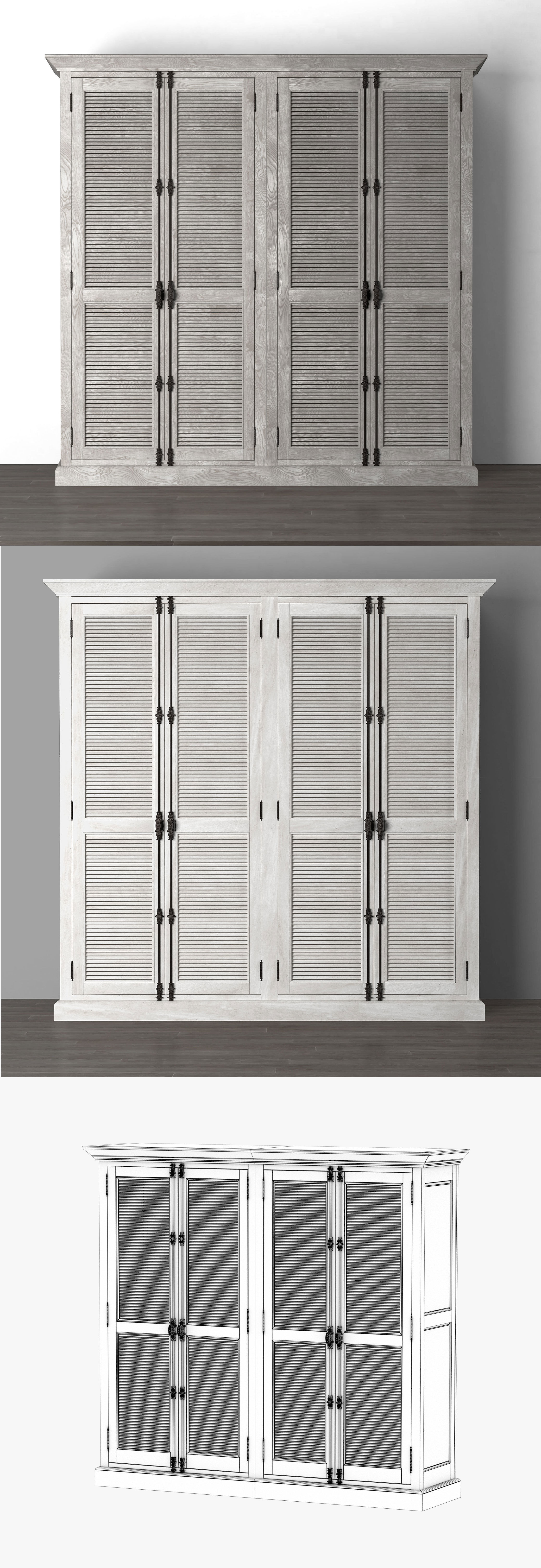 Shutter 4-door Cabinet 3D model_2