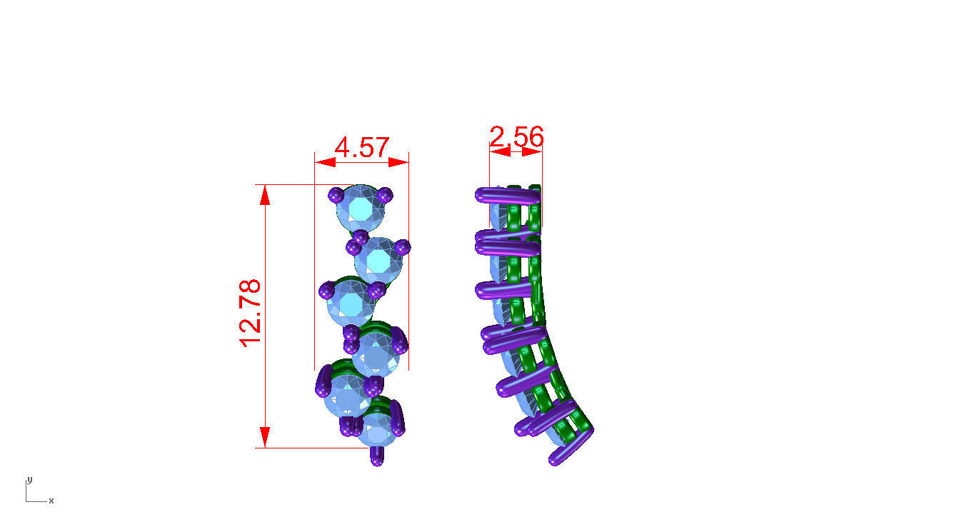 ZLE01 pair of diamond earrings gold 3D print model_2