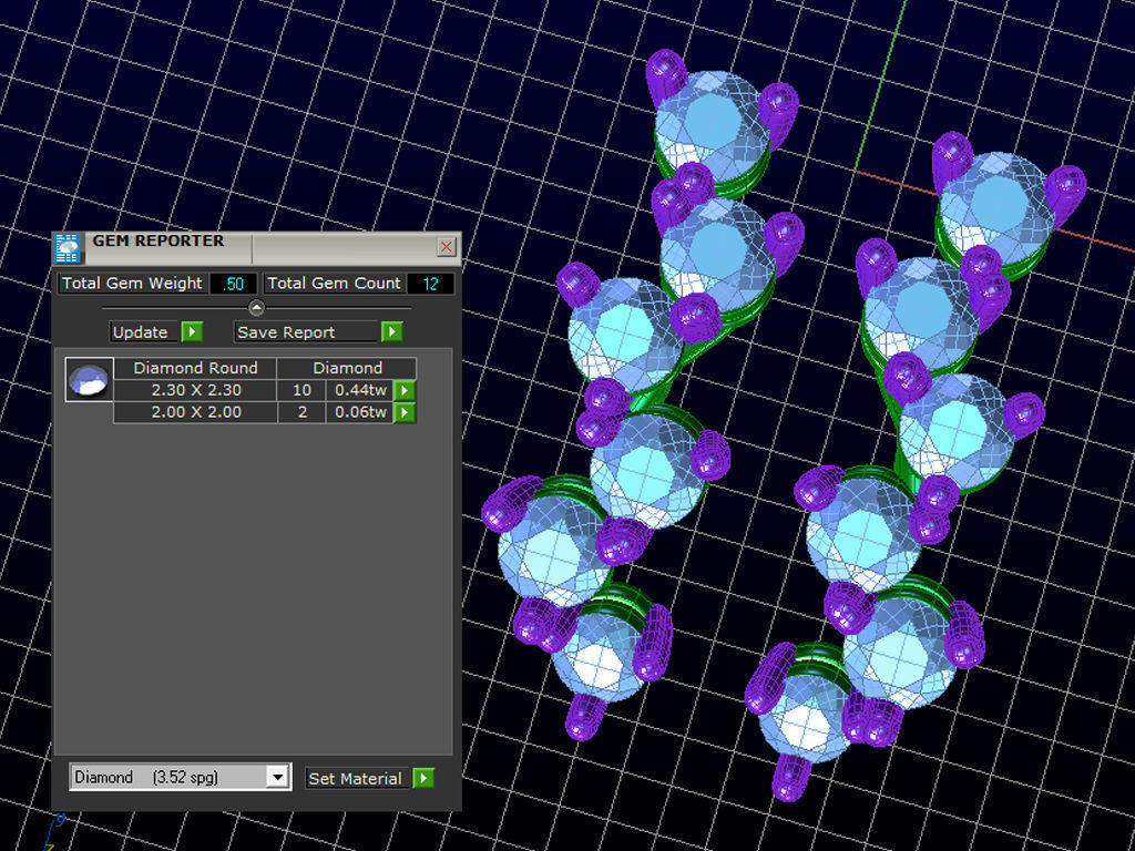 ZLE01 pair of diamond earrings gold 3D print model_3