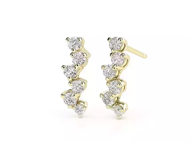 ZLE01 pair of diamond earrings gold 3D print model