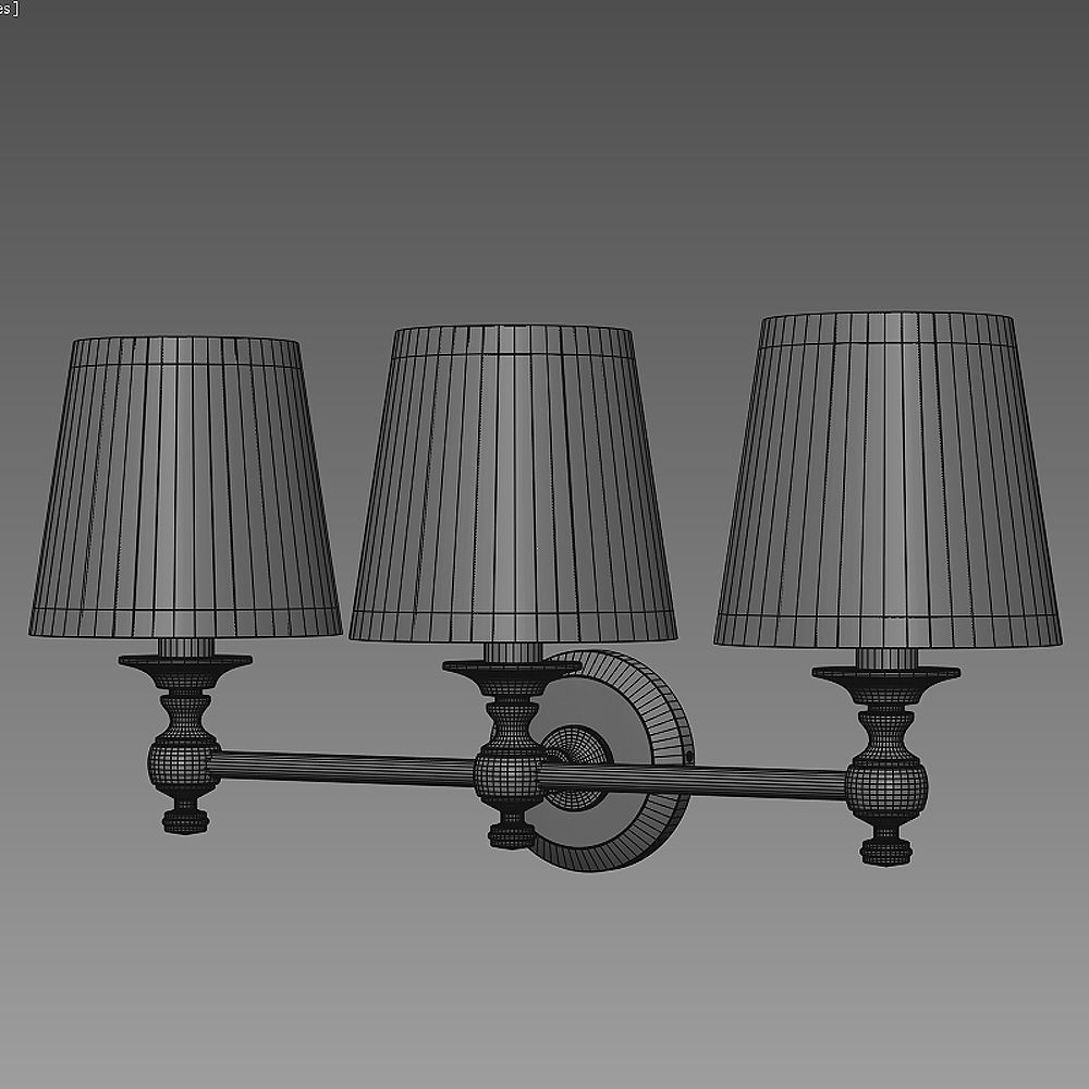 Triple Lamp Bracket Satin Nickel 3D model_2