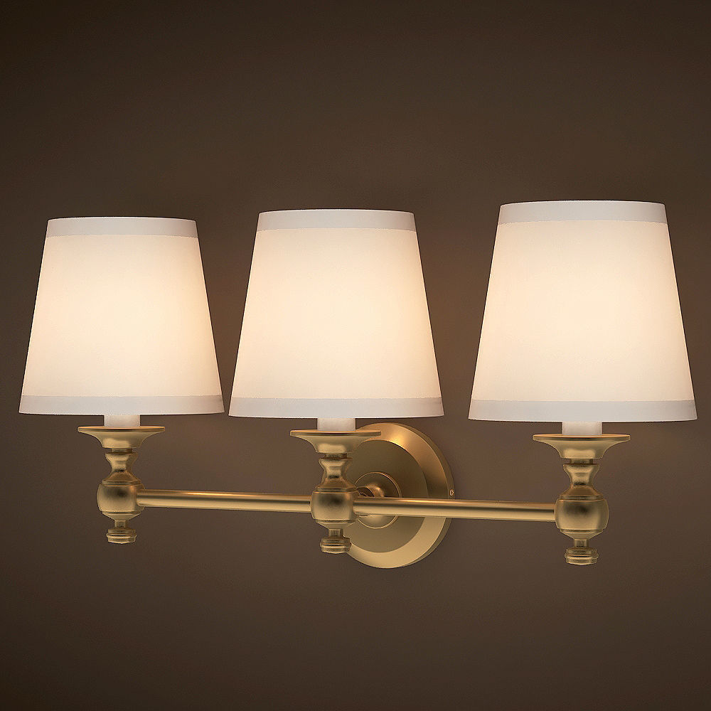 Triple Lamp Bracket Lacquered Burnished Brass 3D model_1
