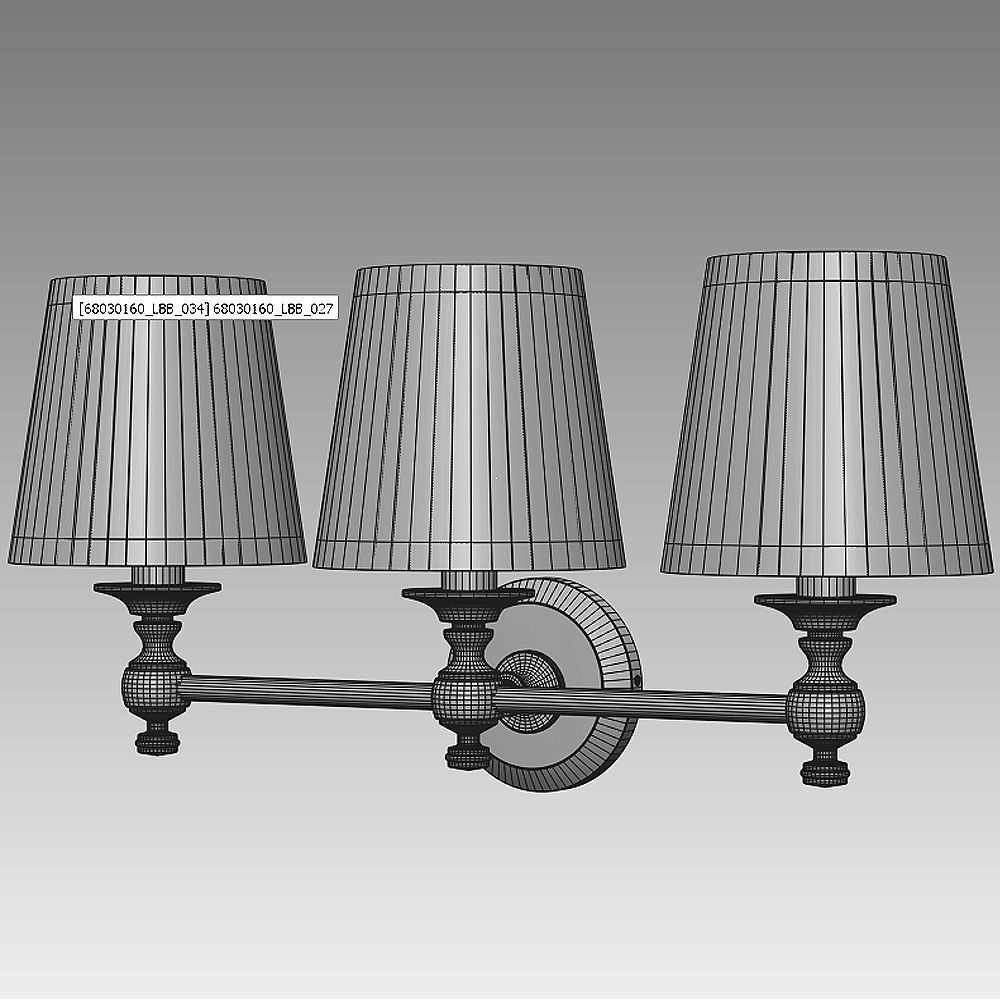 Triple Lamp Bracket Lacquered Burnished Brass 3D model_2