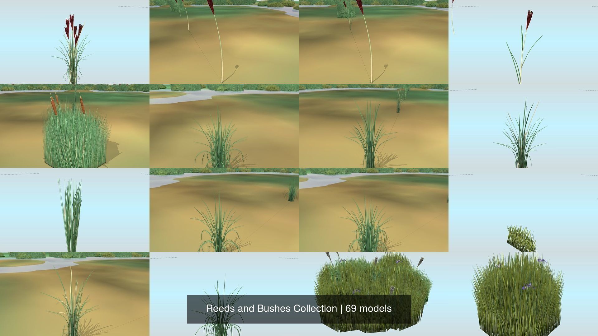 Low-Poly Reeds and Bushes 3D Model Collection_26