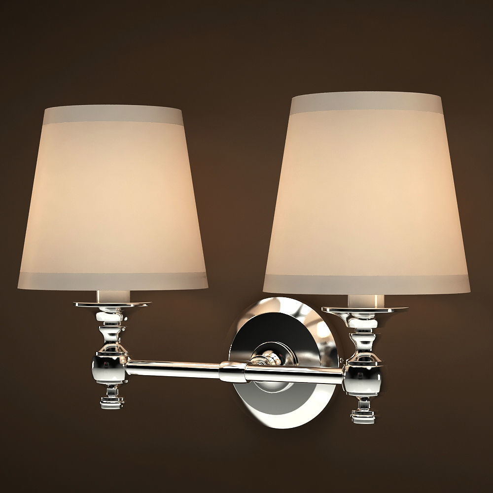 Double Lamp Bracket Polished Chrome 3D model_1