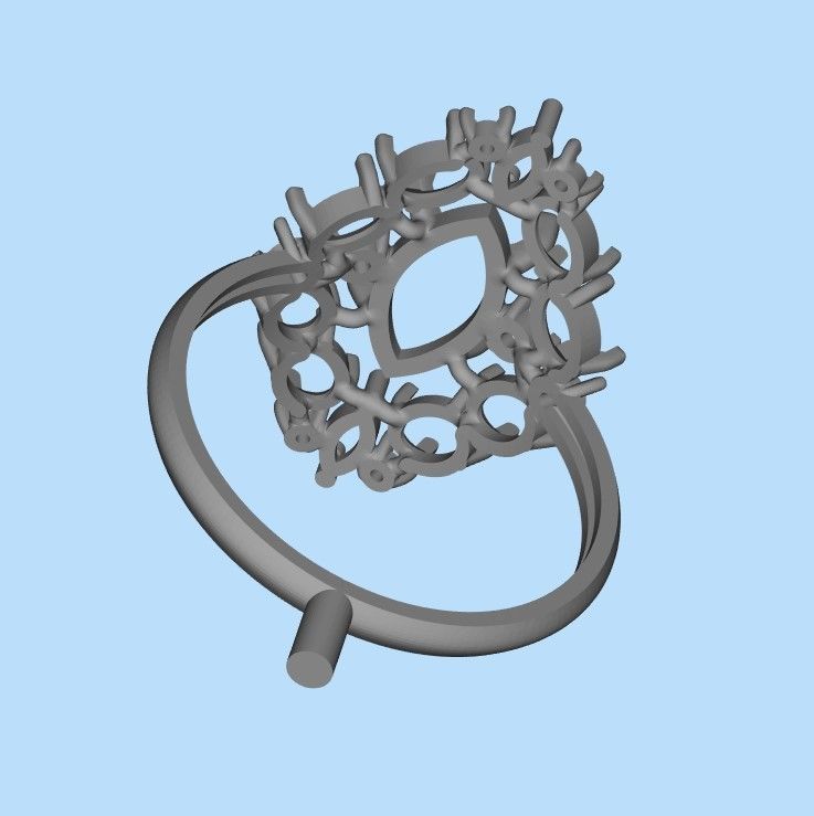 Women ring with gems 3dm stl vintage 3D print model_20