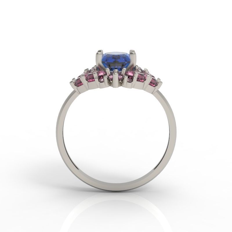 Women ring with gems 3dm stl vintage 3D print model_4