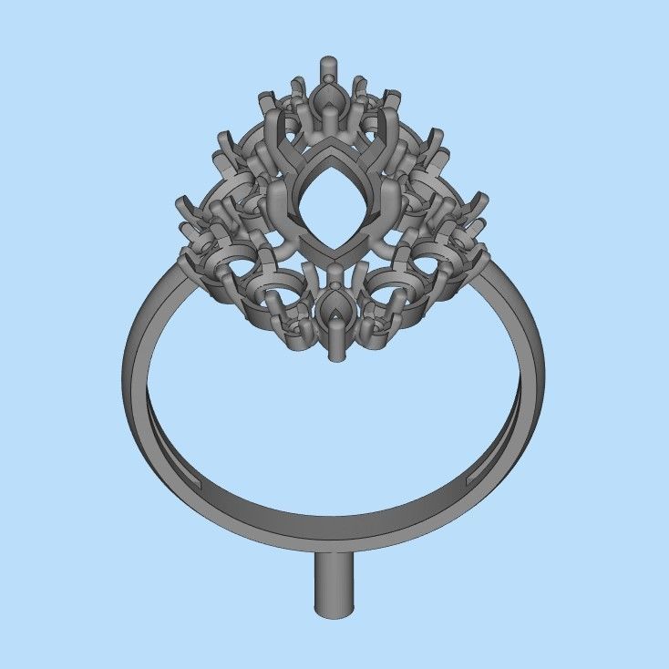 Women ring with gems 3dm stl vintage 3D print model_17