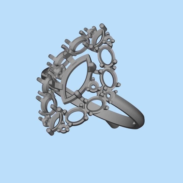 Women ring with gems 3dm stl vintage 3D print model_19