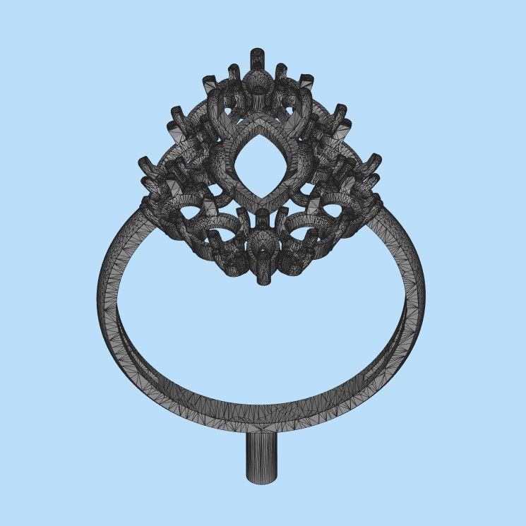 Women ring with gems 3dm stl vintage 3D print model_18