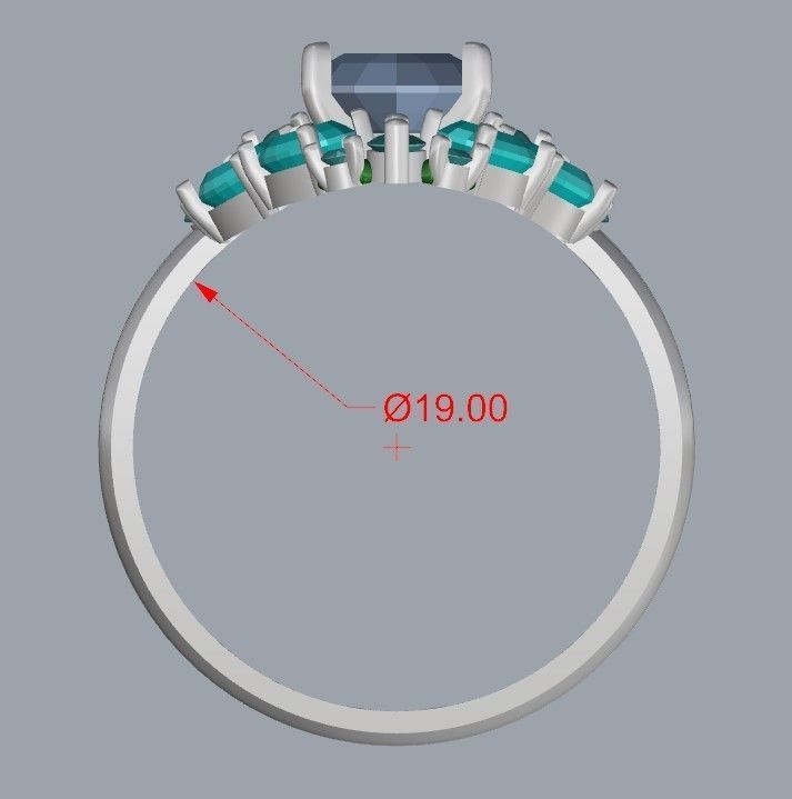 Women ring with gems 3dm stl vintage 3D print model_12