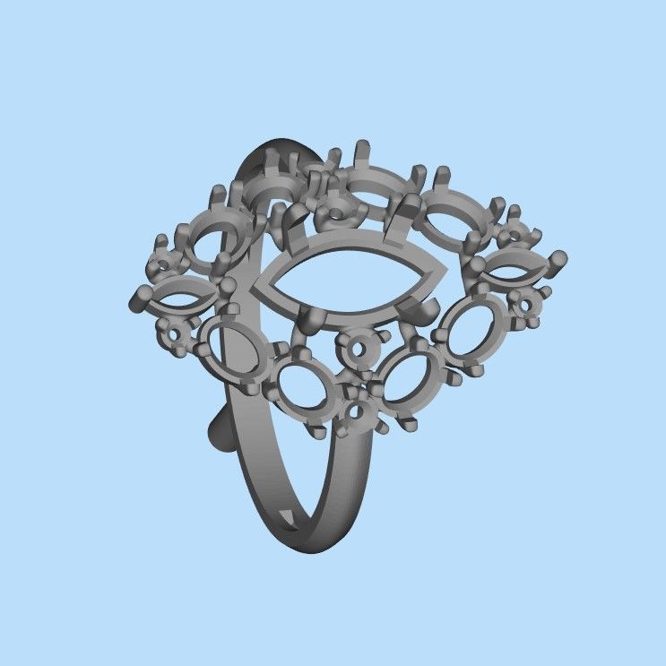 Women ring with gems 3dm stl vintage 3D print model_21