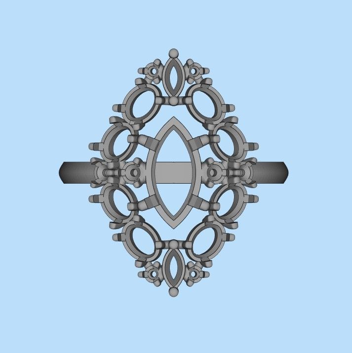 Women ring with gems 3dm stl vintage 3D print model_14