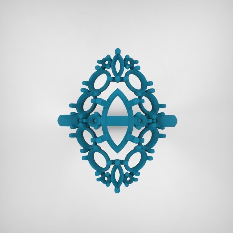 Women ring with gems 3dm stl vintage 3D print model_9