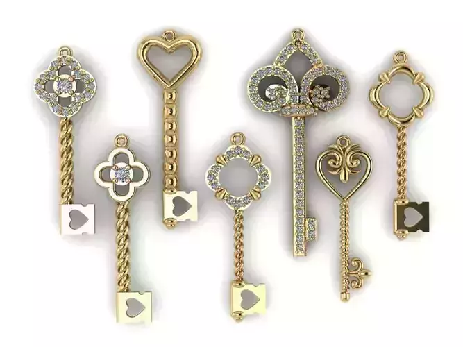 tiffany key pendant series 7 pieces in 1