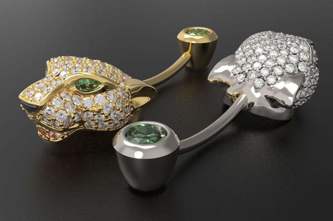 Piercing Leopard head with games 3D print model_2