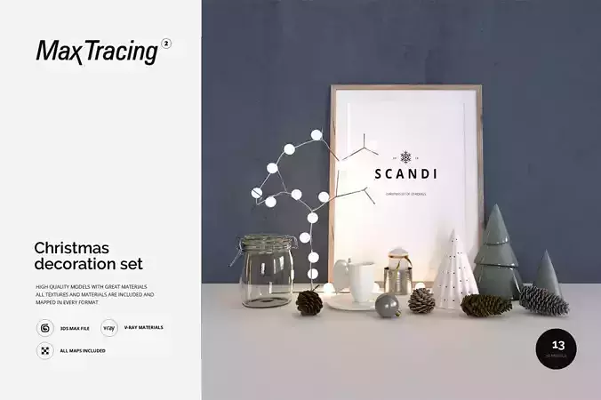 Scandi - Christmas Decoration Set 01 3D model