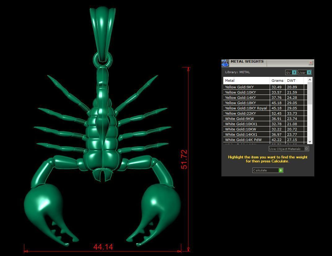 Scopion pendant 2inc 3D print model_3