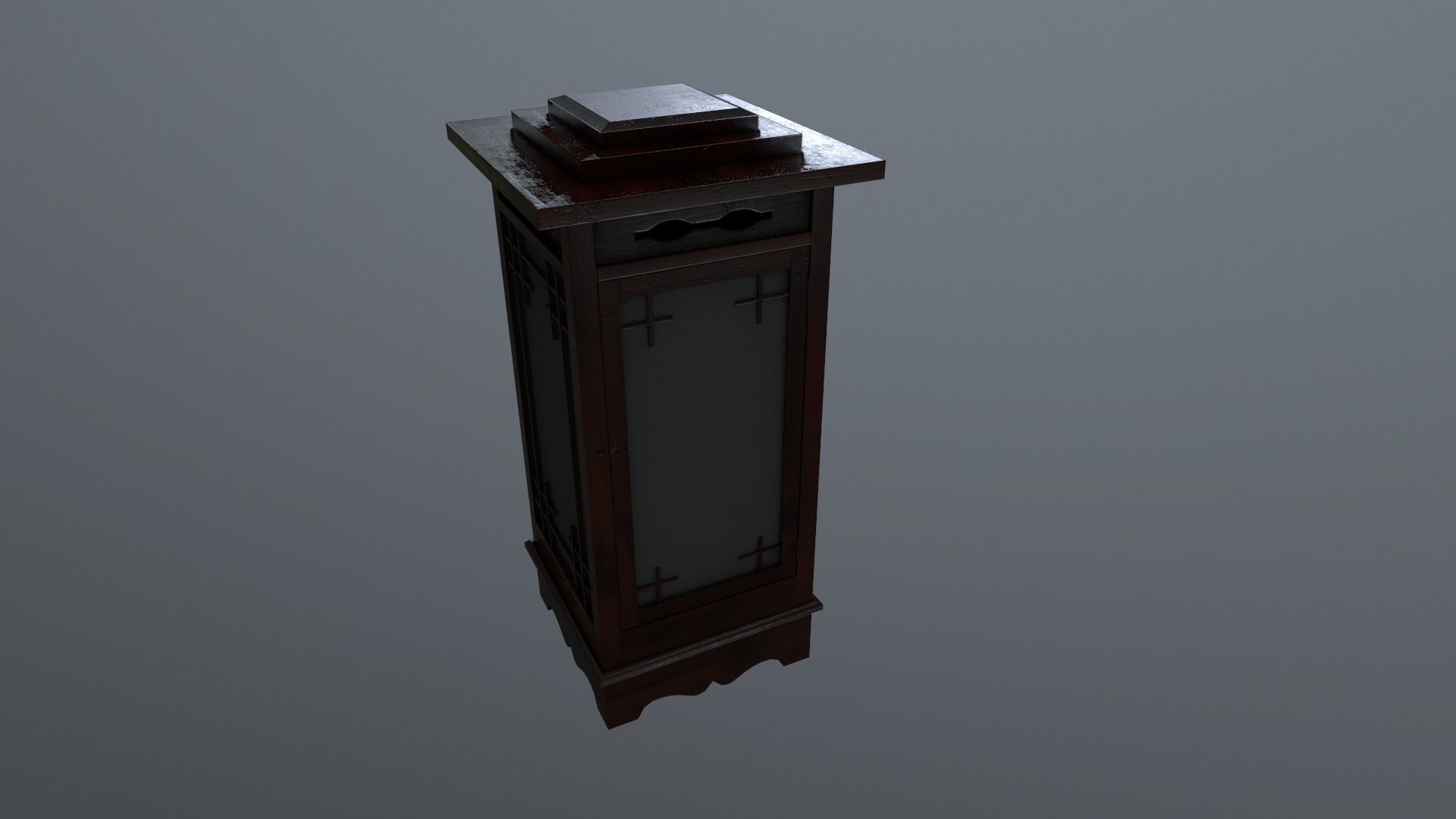 Japanese Lamp Low-poly 3D model_10