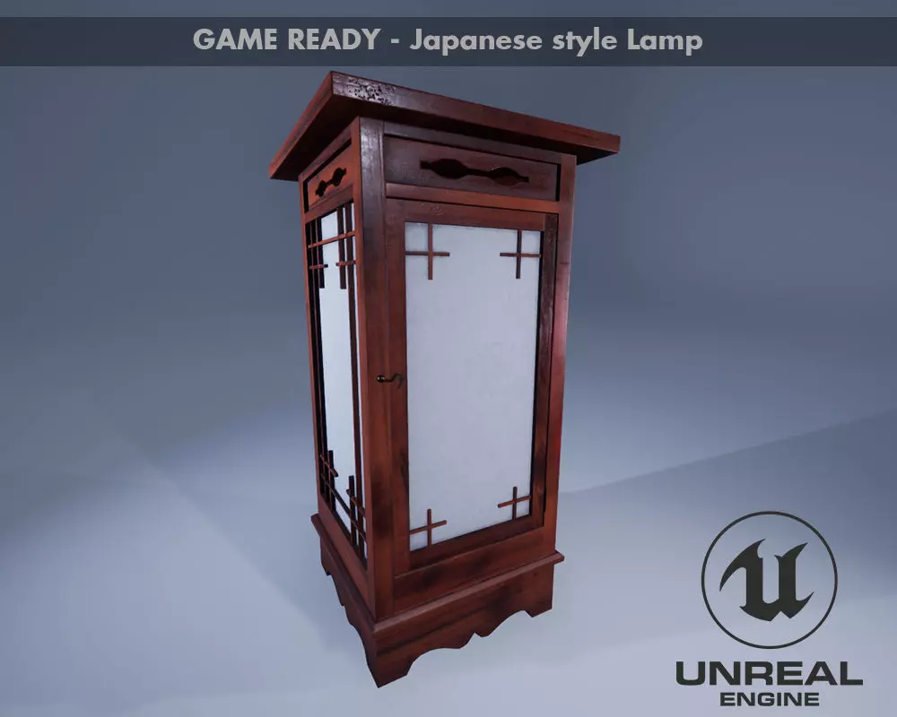 Japanese Lamp Low-poly 3D model_0