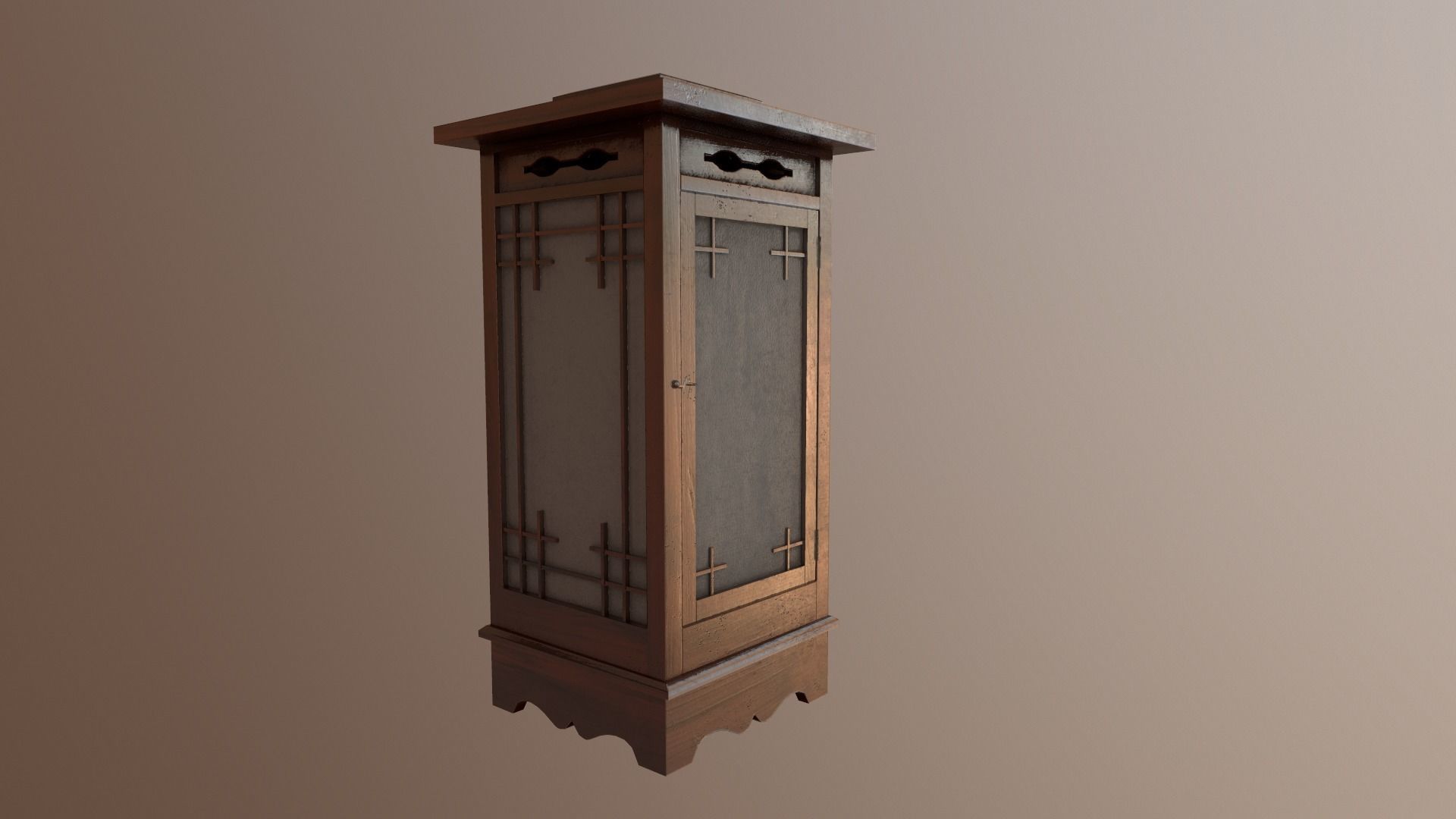 Japanese Lamp Low-poly 3D model_7