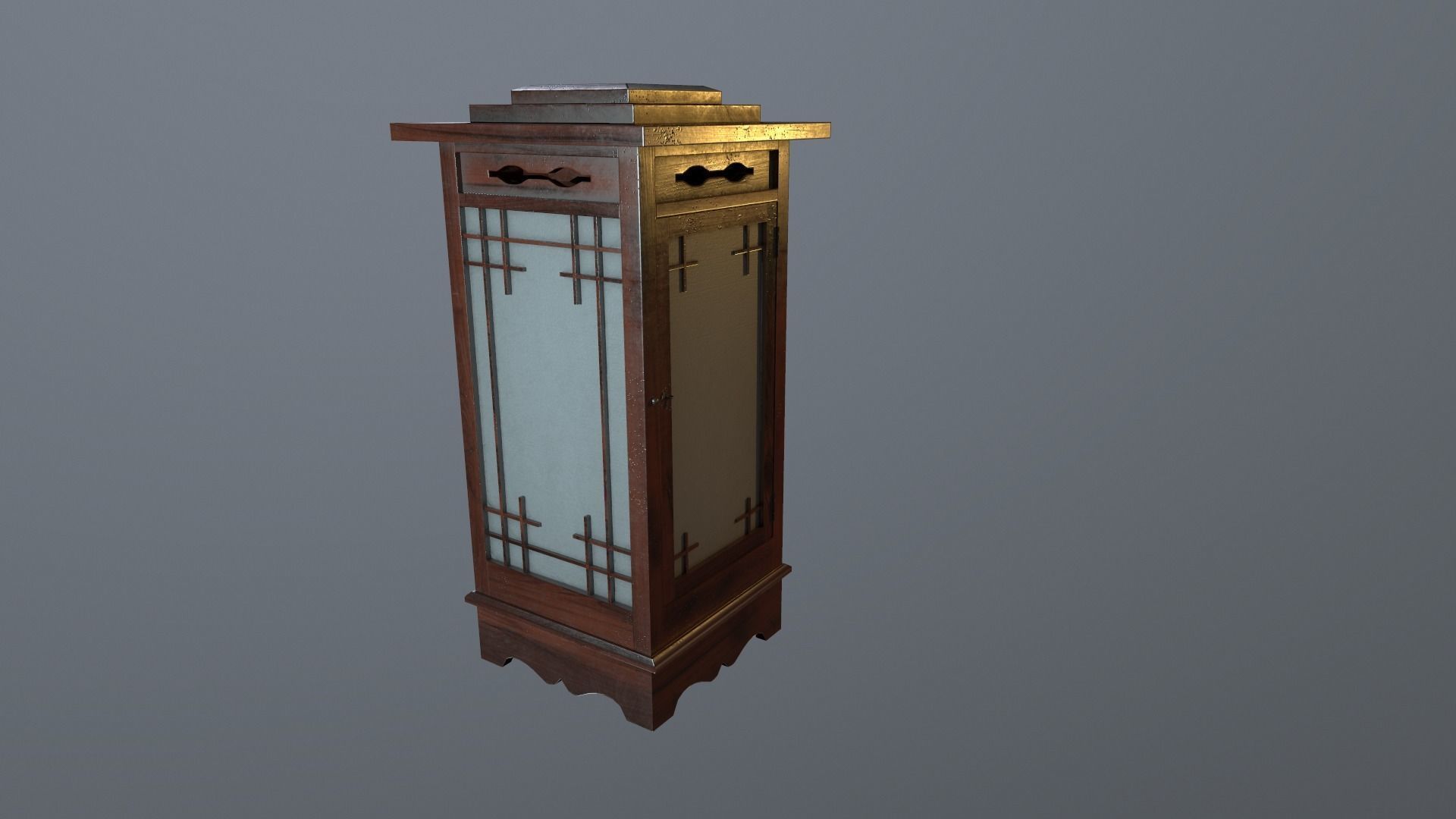 Japanese Lamp Low-poly 3D model_11