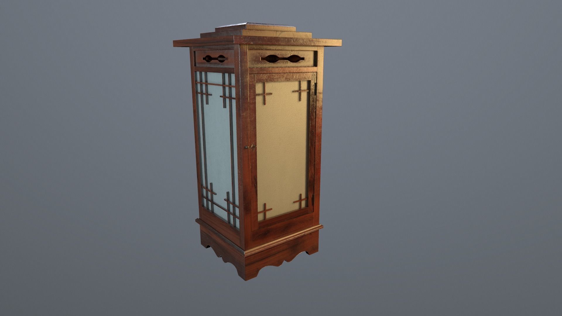 Japanese Lamp Low-poly 3D model_14