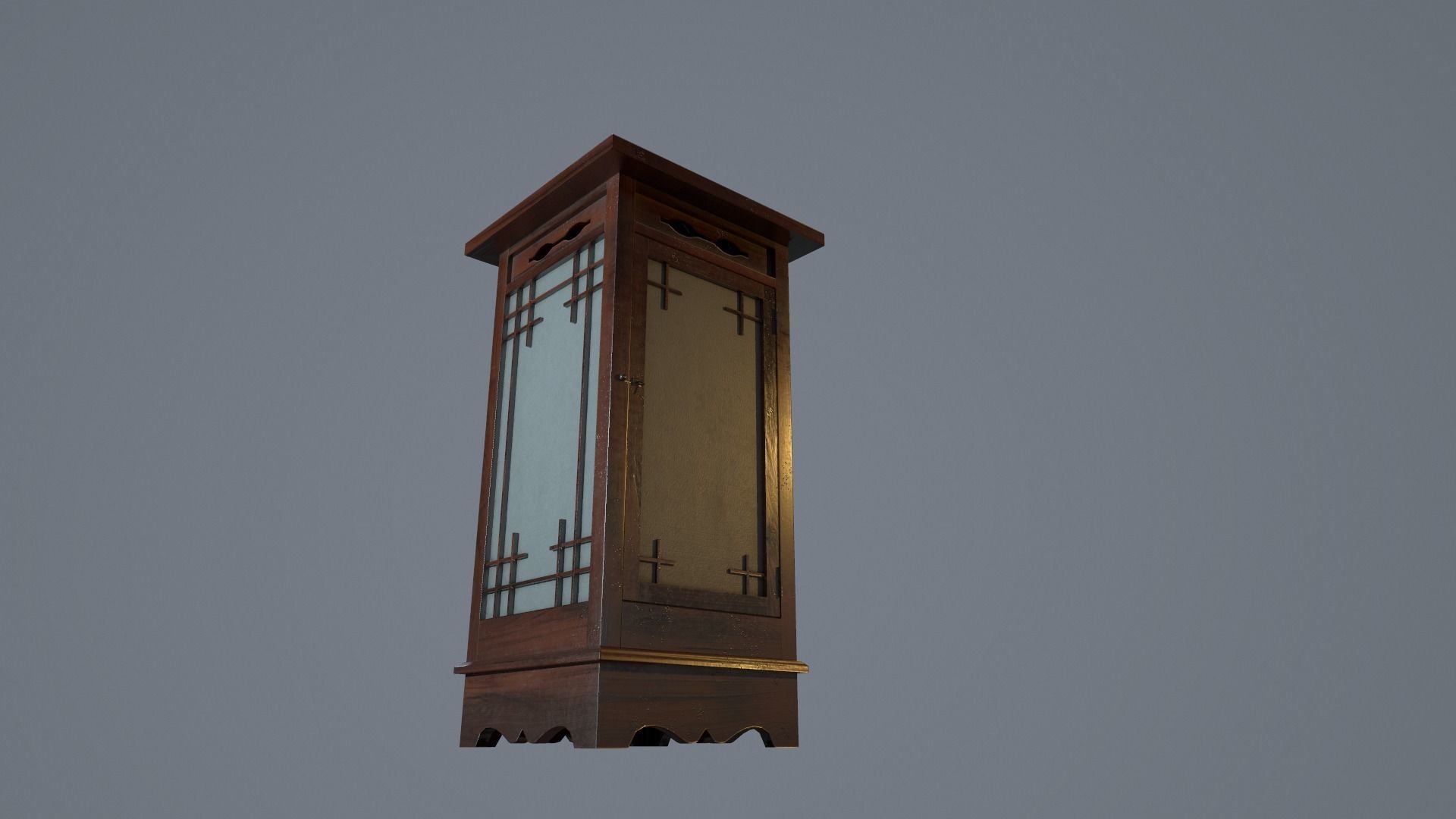 Japanese Lamp Low-poly 3D model_12