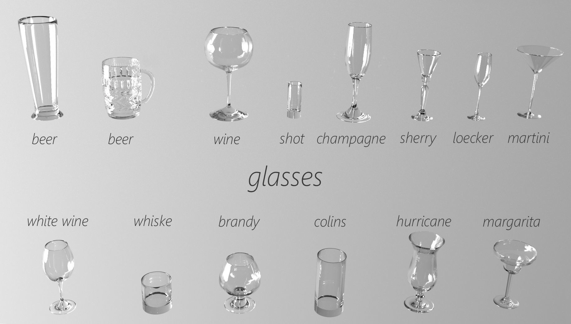 Set of glasses 3D model_4