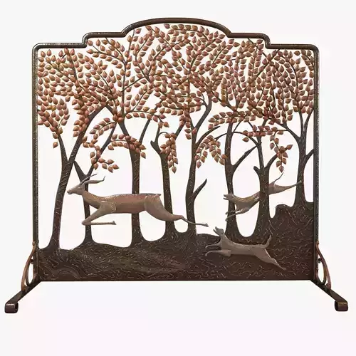 Fine and Rare Deer Fire Screen by Edgar Brandt