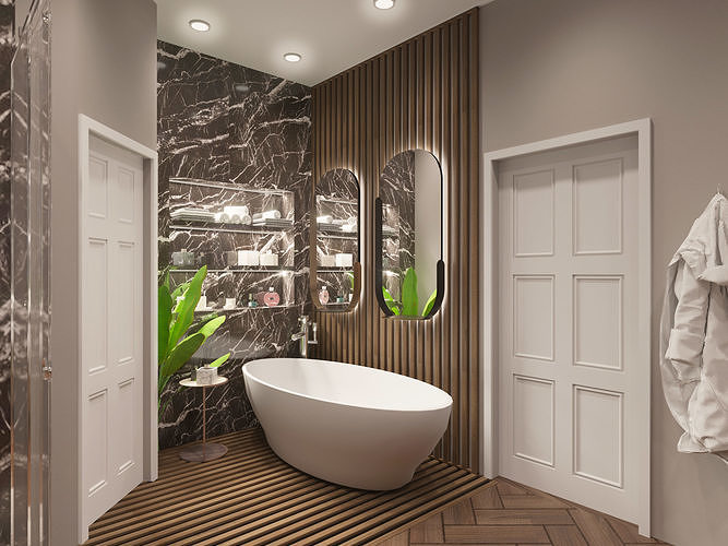 Bathroom model with sanitary ware - Corona materials Free 3D model