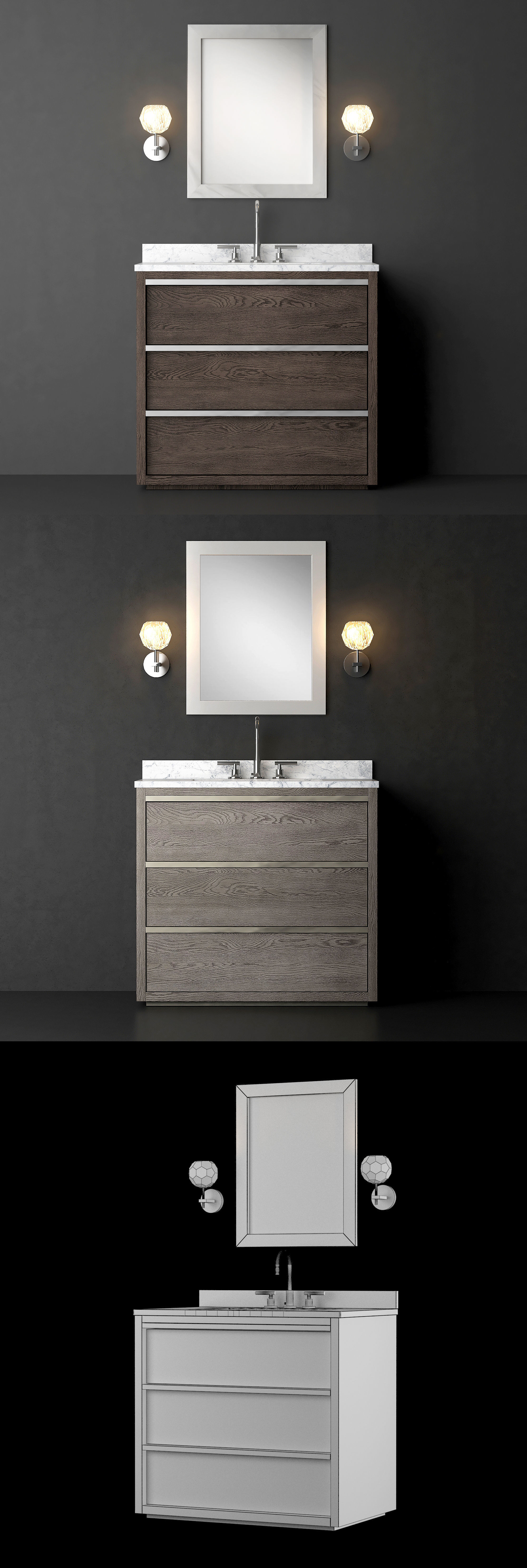 Washbasin Bezier 3 colors 3D model_2