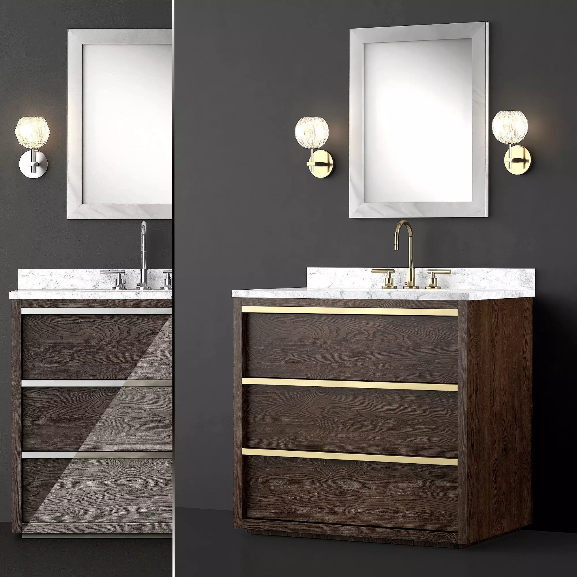 Washbasin Bezier 3 colors 3D model_0