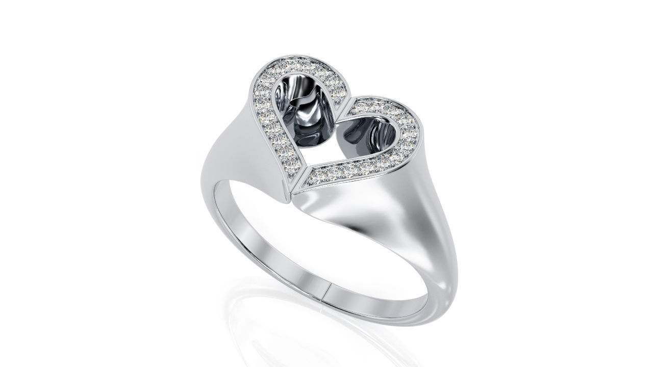 Double heart Ring R 0136 3D print model_3