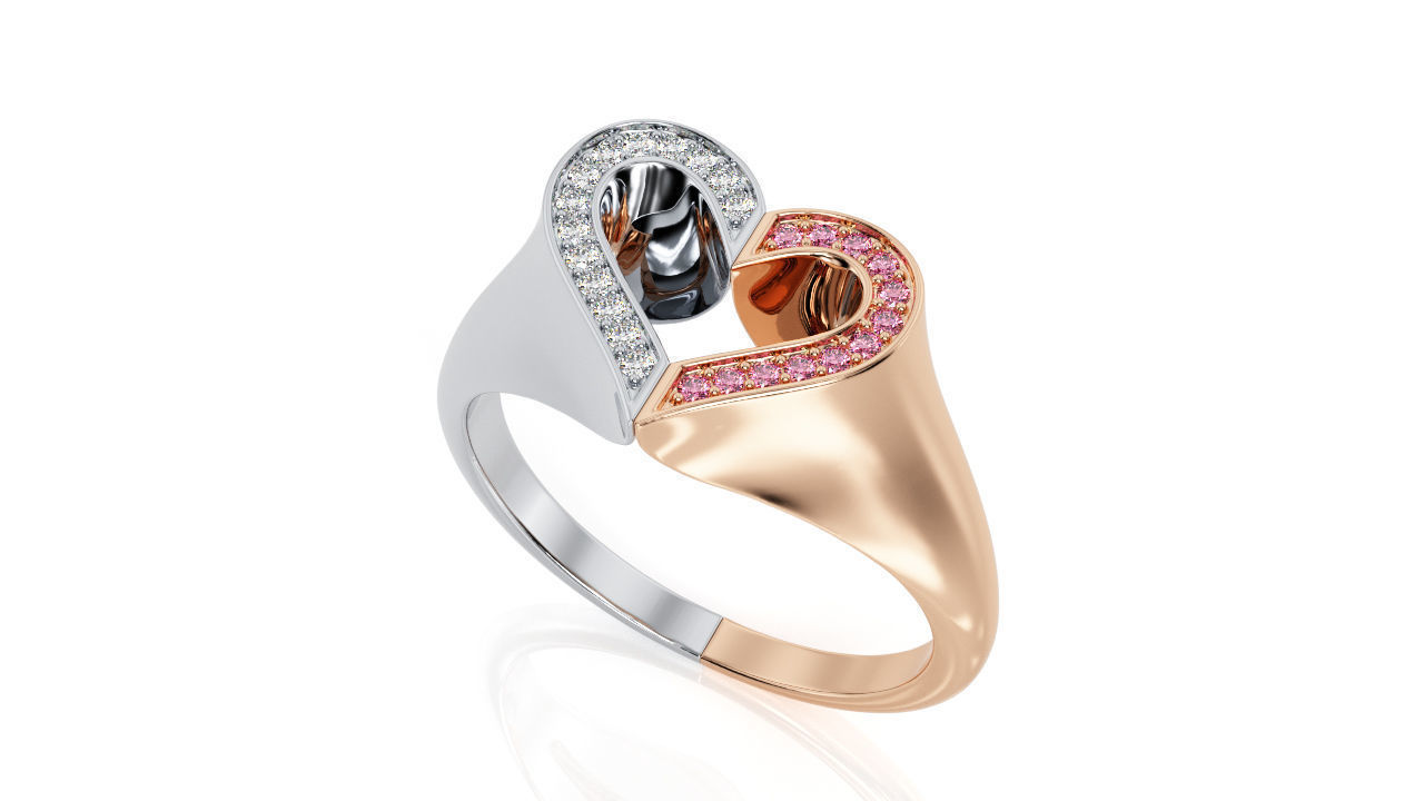 Double heart Ring R 0136 3D print model_2
