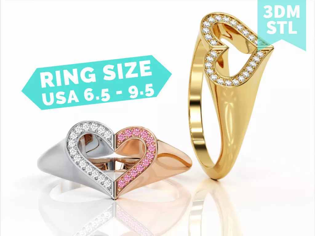 Double heart Ring R 0136 3D print model_0