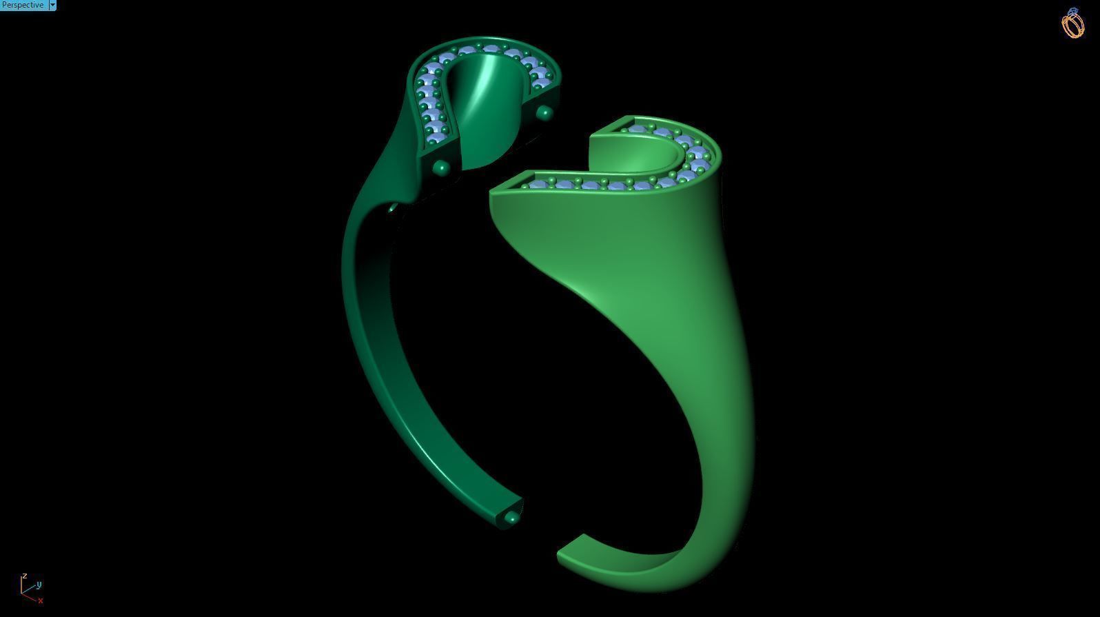 Double heart Ring R 0136 3D print model_8