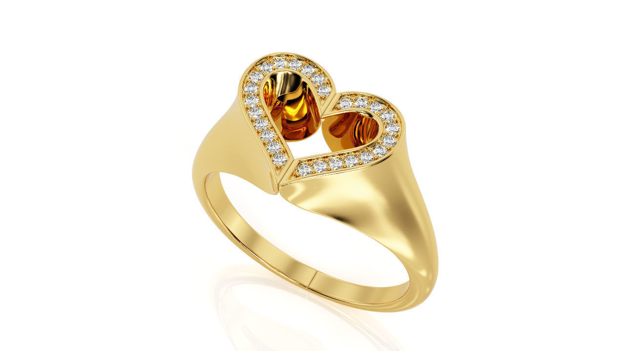 Double heart Ring R 0136 3D print model_4