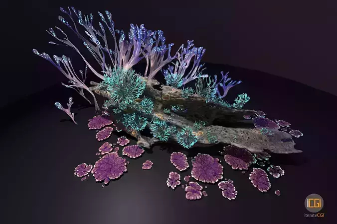 Alien Plant Fungus collection 1 Low-poly 3D model