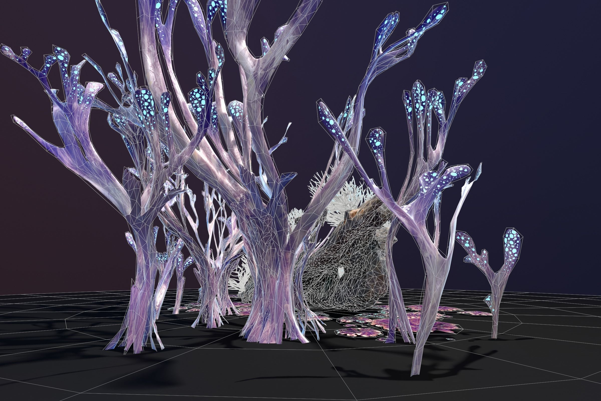 Alien Plant Fungus collection 1 Low-poly 3D model_19