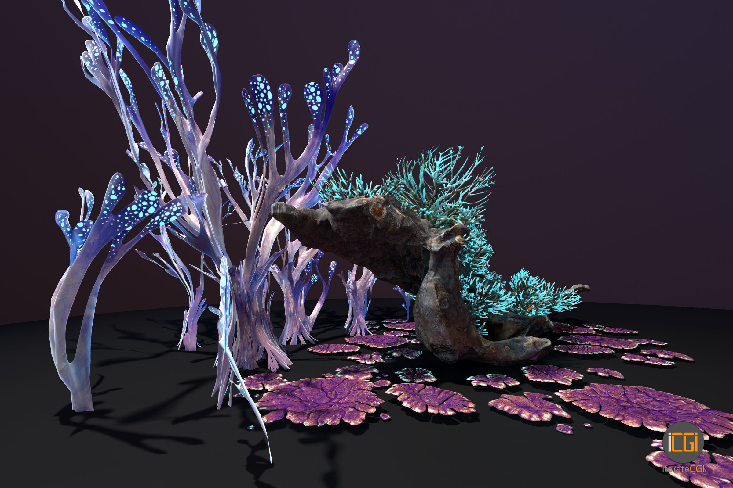 Alien Plant Fungus collection 1 Low-poly 3D model_7