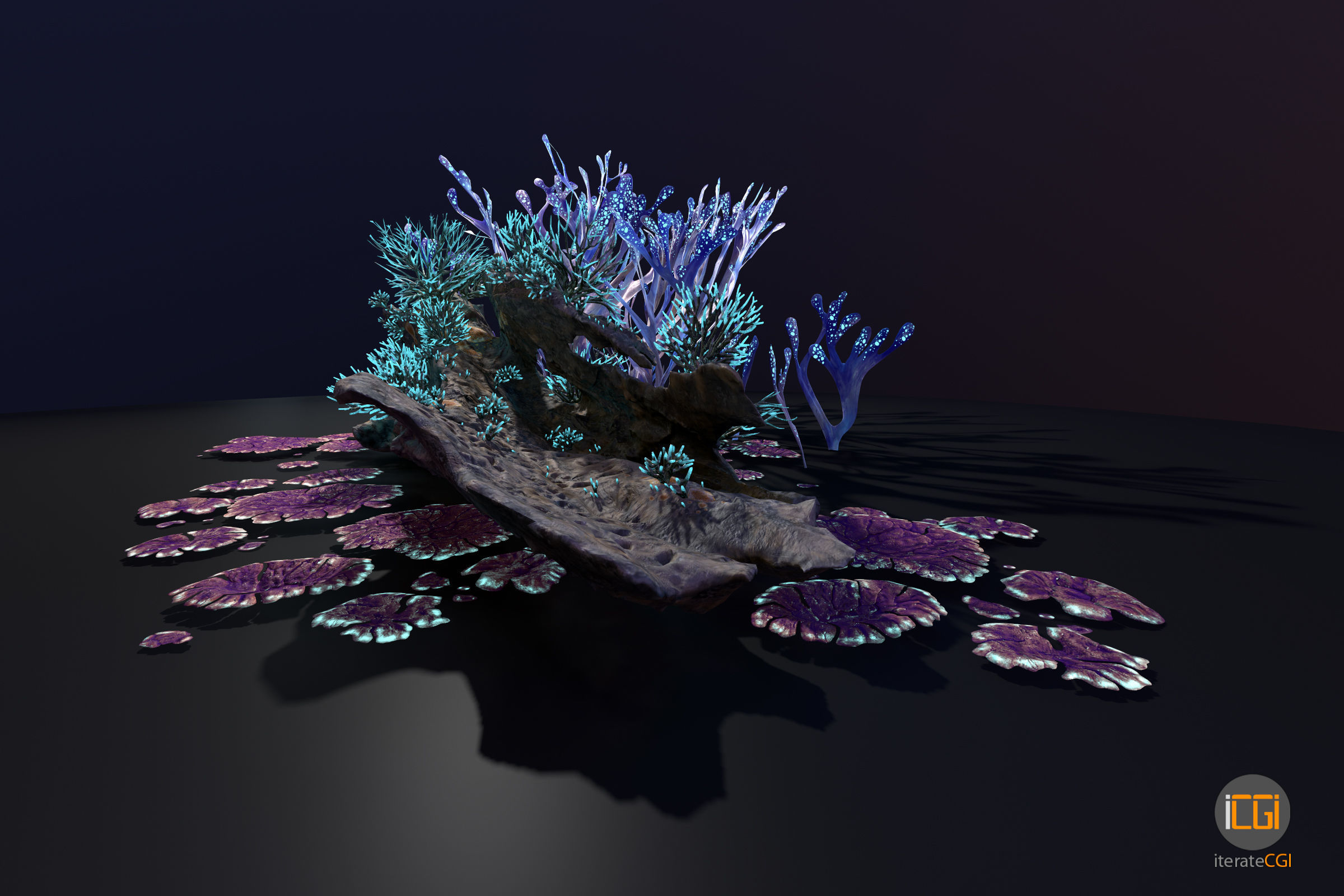 Alien Plant Fungus collection 1 Low-poly 3D model_8