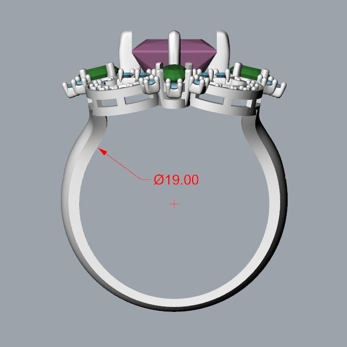 Women ring with gems and diamonds 3dm stl vintage 3D print model_19
