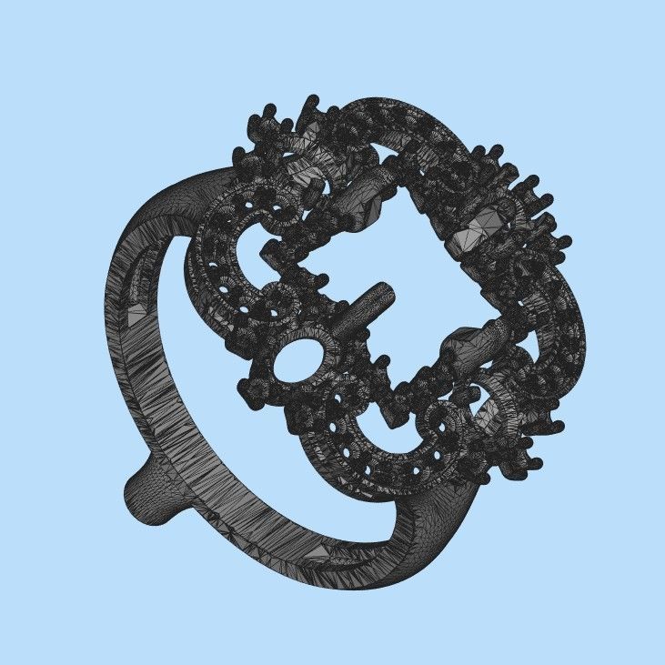 Women ring with gems and diamonds 3dm stl vintage 3D print model_28