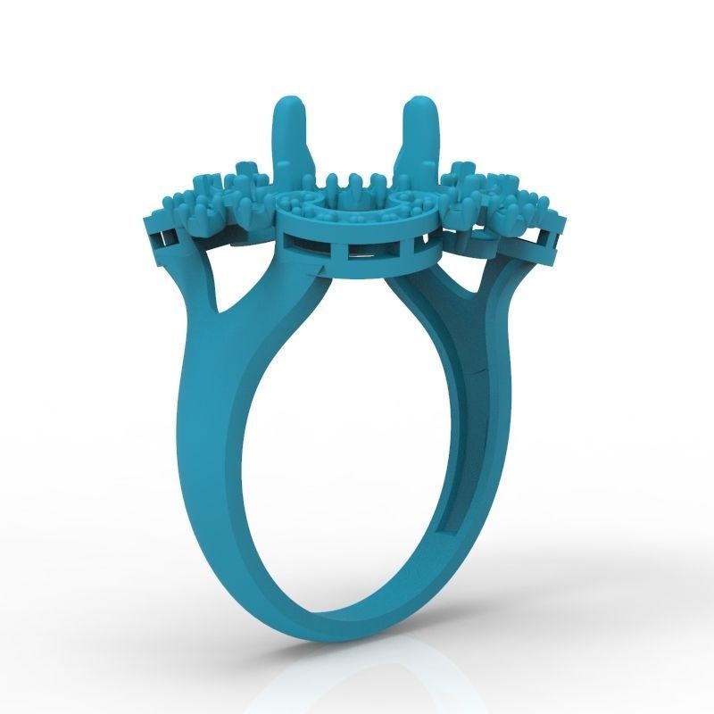 Women ring with gems and diamonds 3dm stl vintage 3D print model_16
