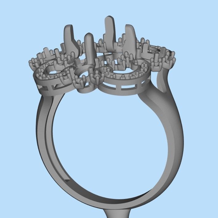 Women ring with gems and diamonds 3dm stl vintage 3D print model_29