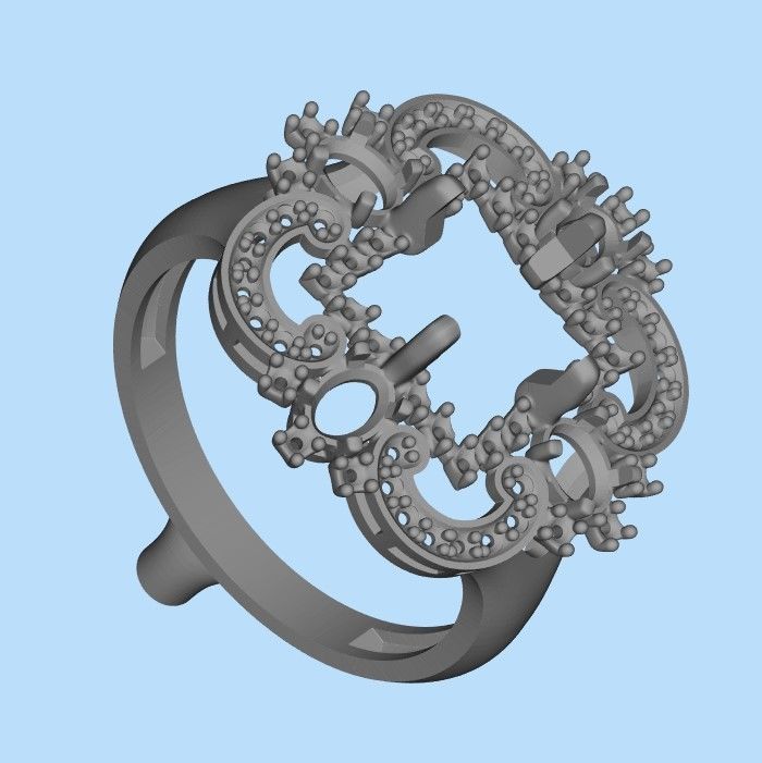 Women ring with gems and diamonds 3dm stl vintage 3D print model_27