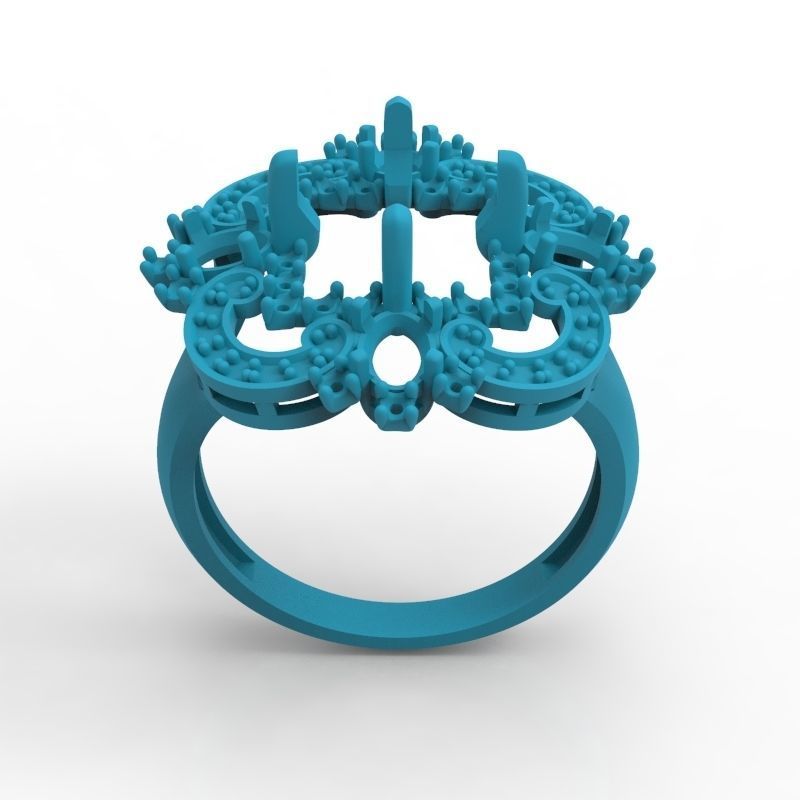 Women ring with gems and diamonds 3dm stl vintage 3D print model_14